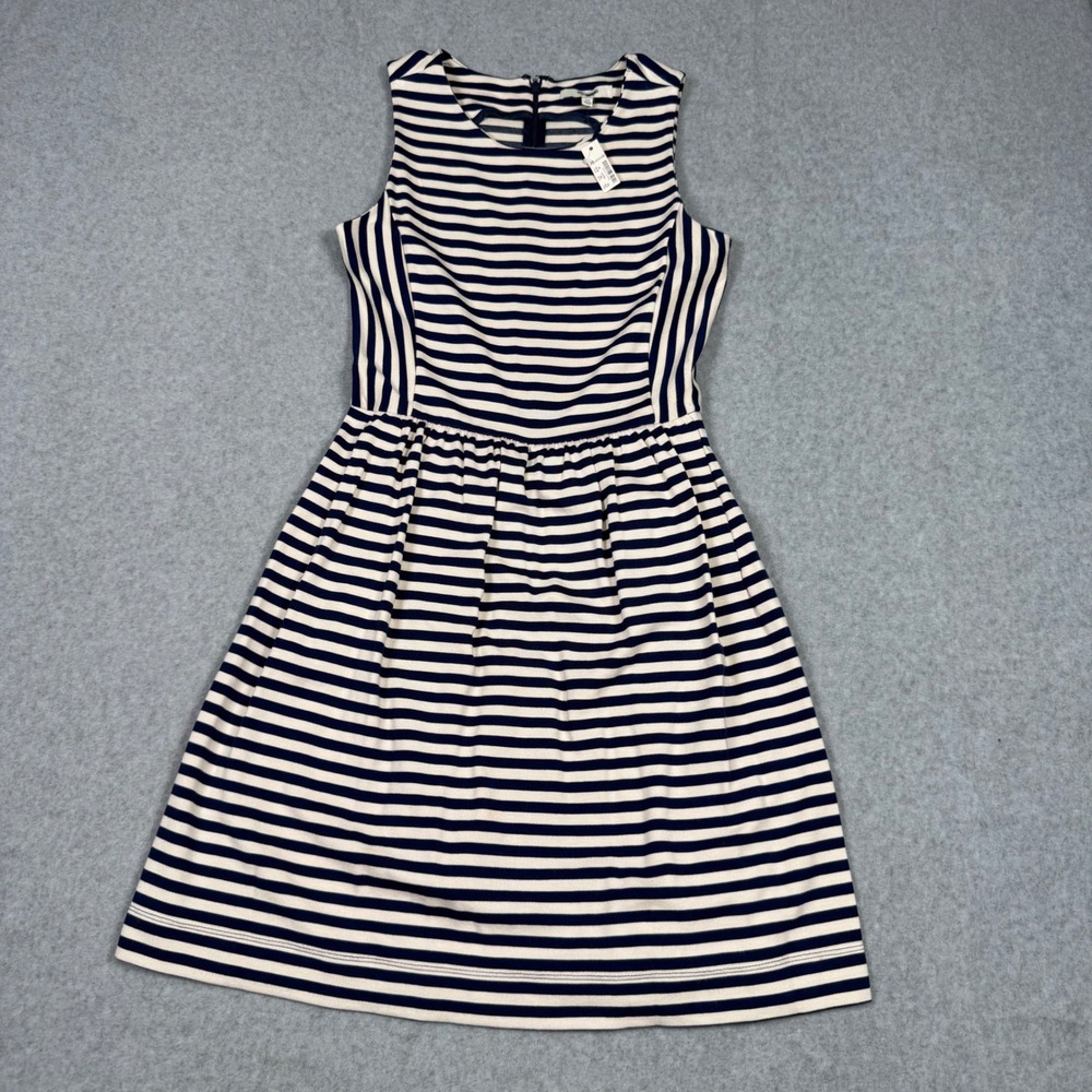 Madewell Navy Blue Cream Nautical Country Club Striped Fit Flare Knit Dress XS